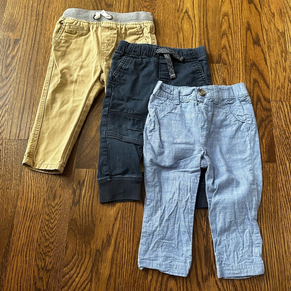 Cat & Jack Casual Pants Set - khakis, chambray chinos, navy joggers - size 18M